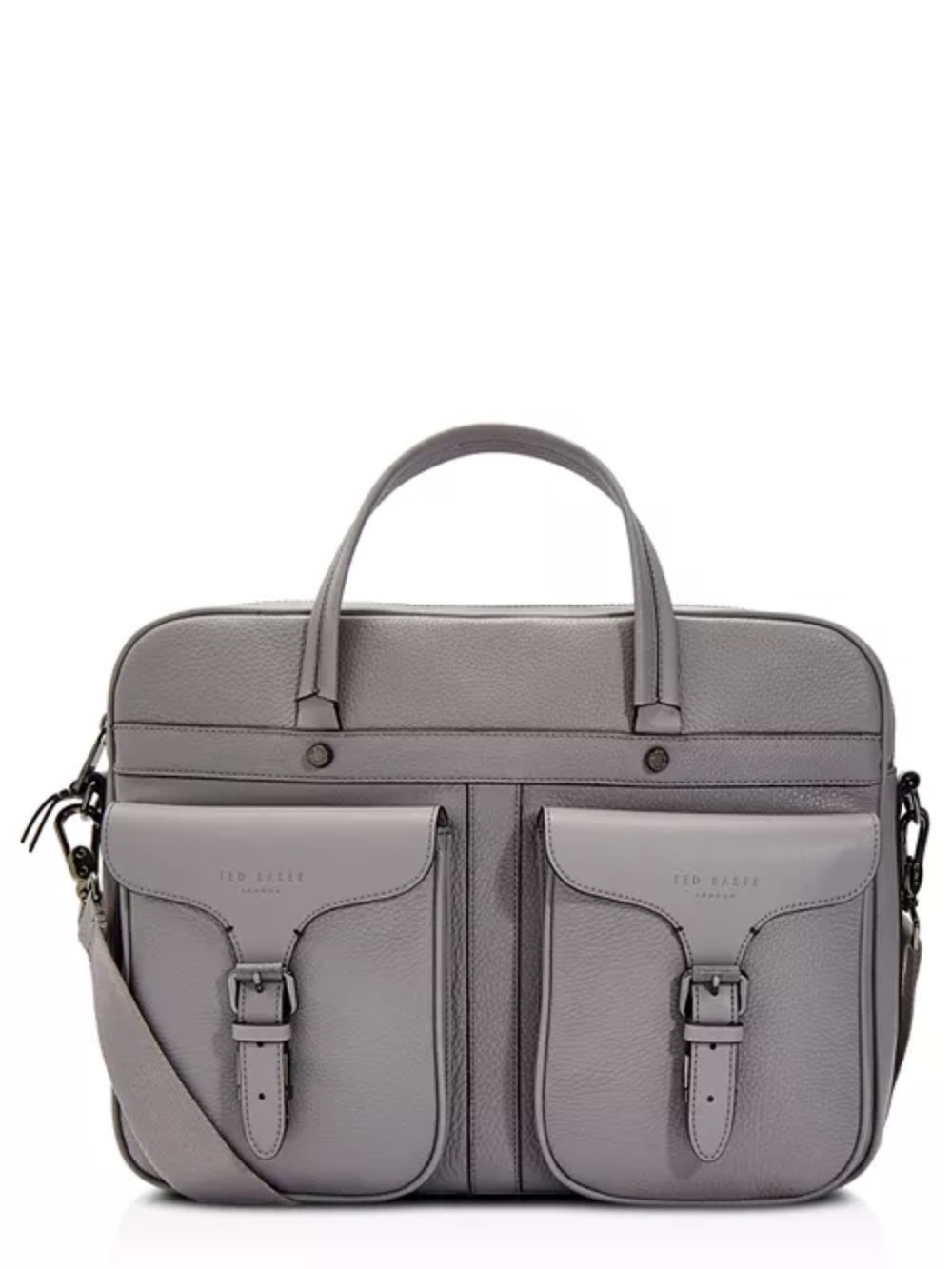 Ted Baker London men’s Forsee leather document briefcase bag in gray